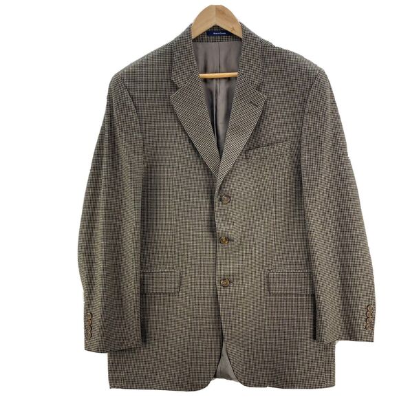 Ralph Lauren Blazer Men's 42L Olive Silk Blend Houndstooth 3 Button VTG Canada